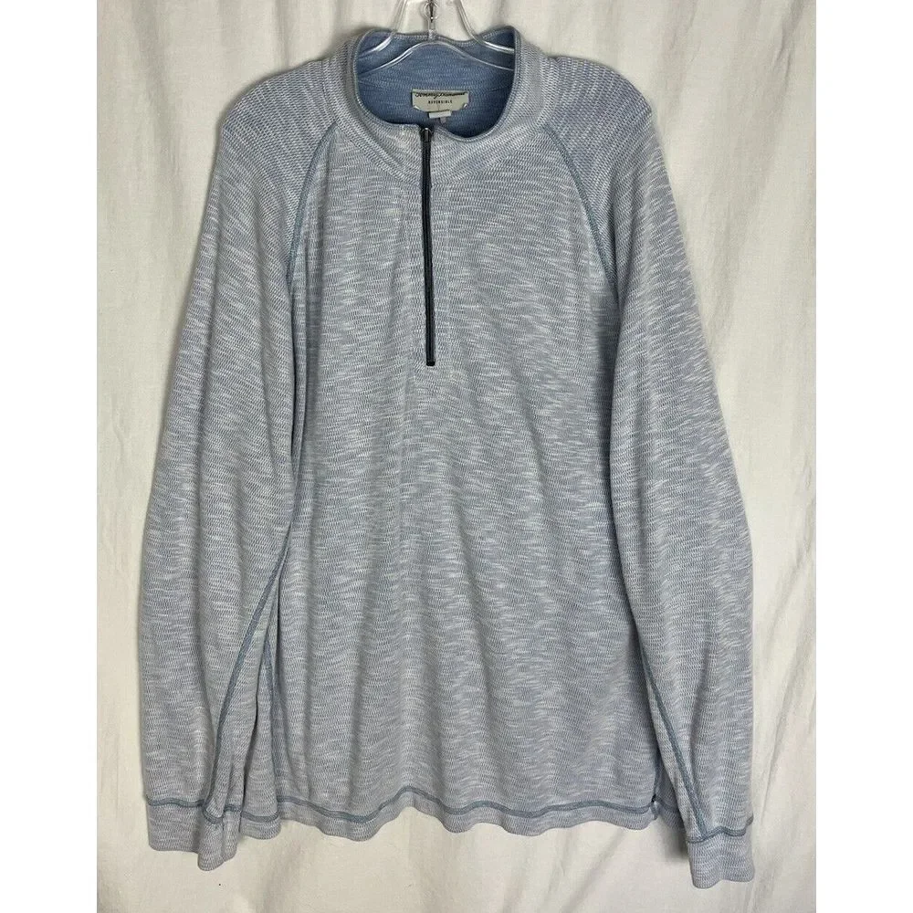 Tommy Bahama Barrier‎ Beach Sweatshirt Half Zip Reversible Mens XXL/TTG Blue